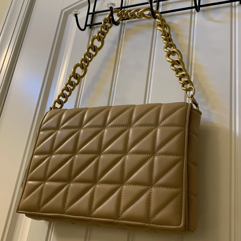 Zara Beige Quilt Leather Bag - Picture 8 of 10